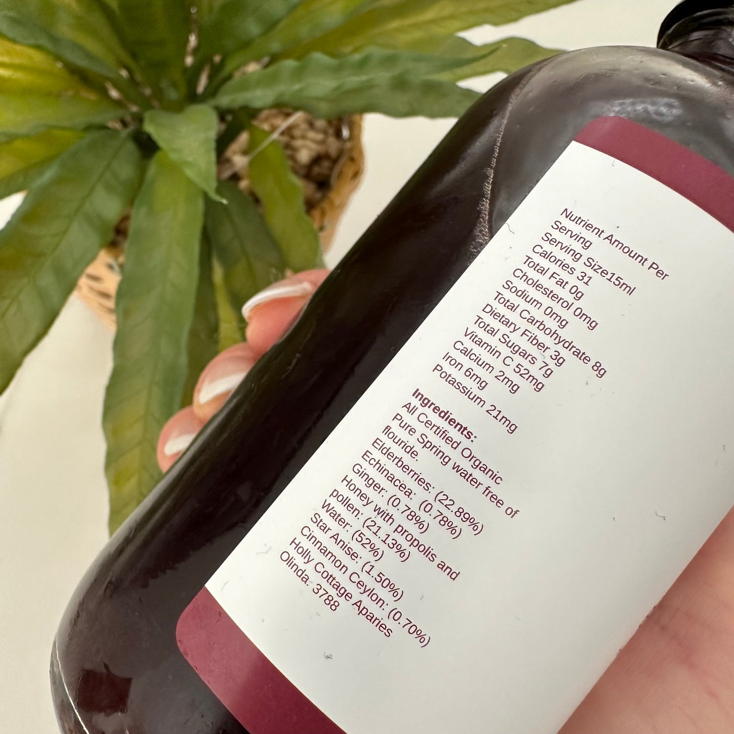 Elderberry Syrup With Certified Organic Ingredients.