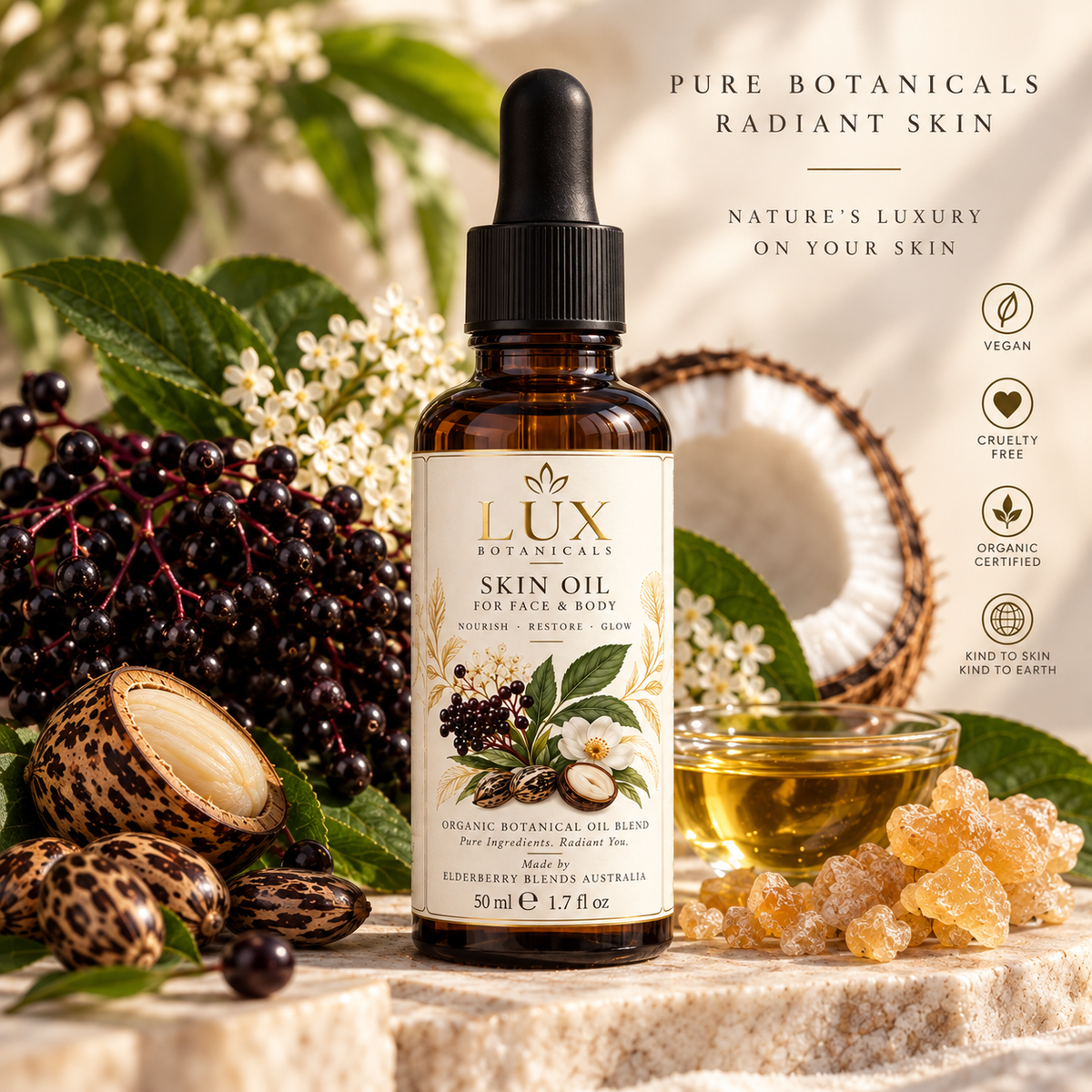 LUX Elderberry & Cacay Botanical Skin Oil.