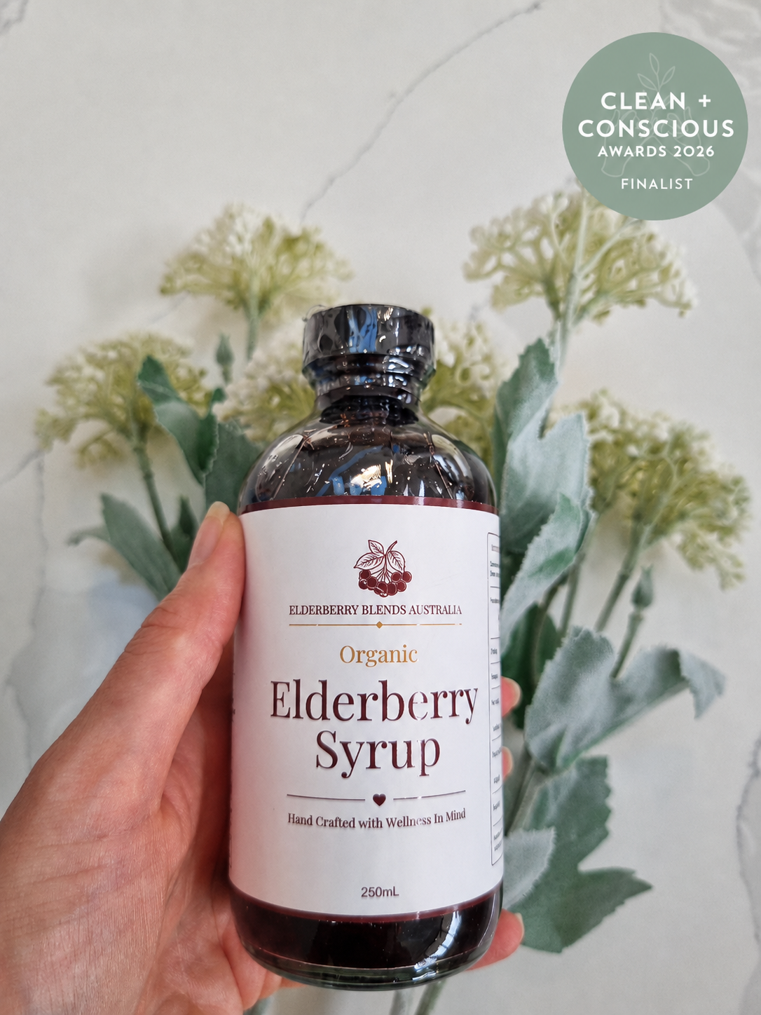 Elderberry Syrup With Certified Organic Ingredients.